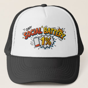 Casquette Batterie sociale 1% Comic de drôle introverti