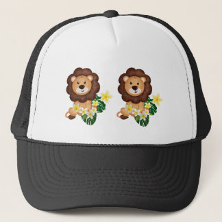 Casquette Beau lionceau aux fleurs tropicales