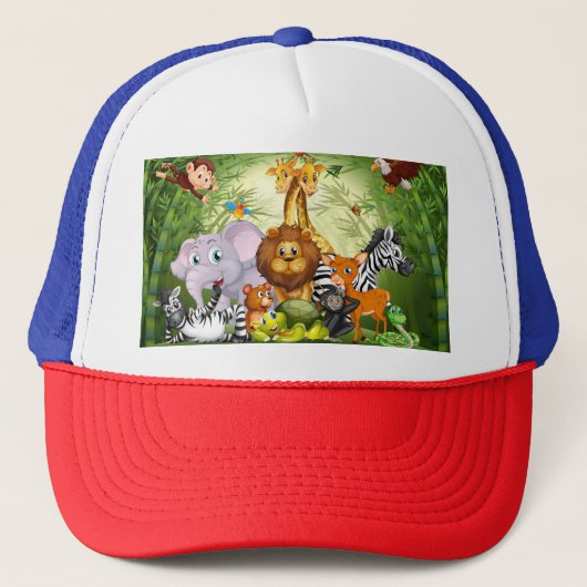 Casquette Beaucoup d'animaux mignons forêt de Bambou (Devant)