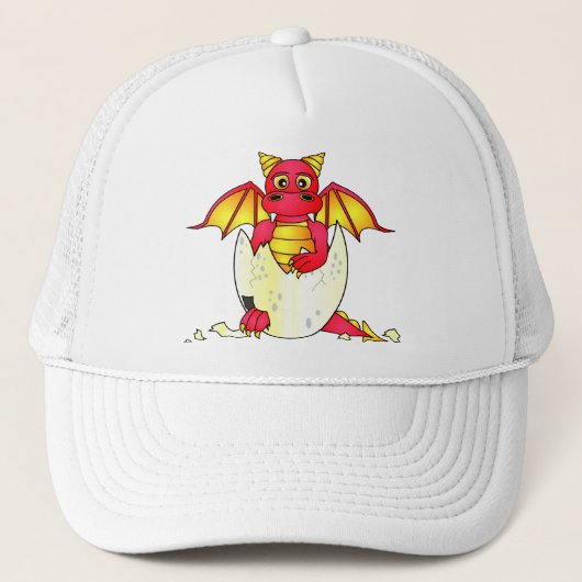 Casquette Bébé mignon de dragon en oeuf criqué - rouge/jaune (Devant)