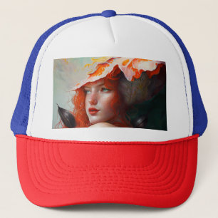 Casquette Belle artiste Abstraite Red Haired Ginger Girl