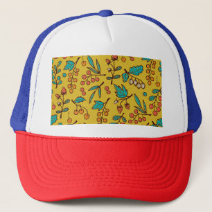 Casquette Berries sur branches, motif naturel sans soudure.