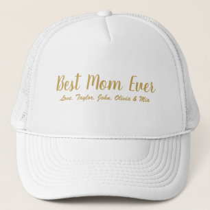 Casquette Best Mama Ever white gold script personnalized