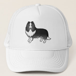 Casquette Bi-Black Shetland Sheepdog Sheltie Cartoon Chien