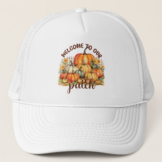 Casquette Bienvenue dans notre Patch - Cosy Citrouille Patch (Devant)
