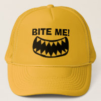 Bite Me drôle chapeau de camionneur jaune pour lui