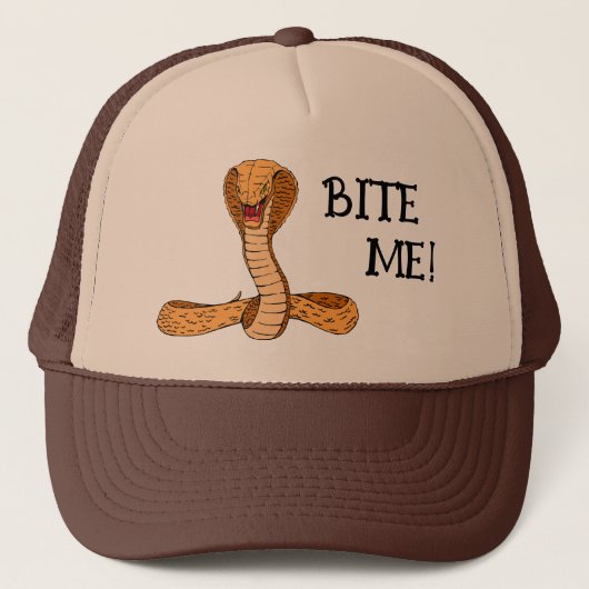 Casquette Bite Me Reptile Cobra serpent de dessin (Devant)