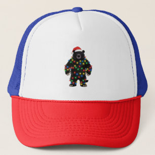 Casquette Black Bear Santa Chapeau Lumières de Noël Merry