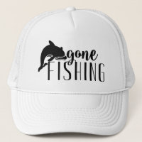 Black Modern Text & Whale-Gone Fishing
