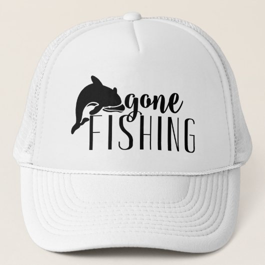 Casquette Black Modern Text & Whale-Gone Fishing (Devant)