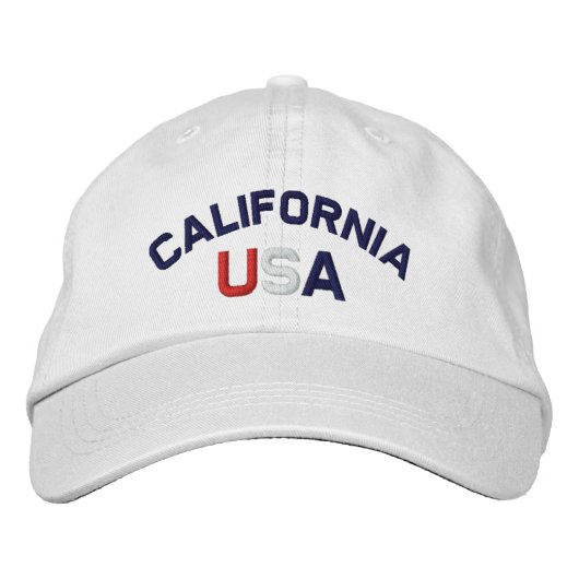 Casquette blanc brodé de Californie USA (Devant)