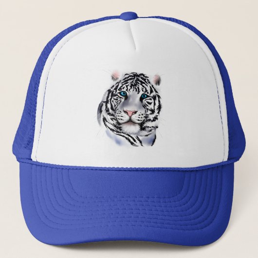 Casquette blanc de visage de tigre (Devant)