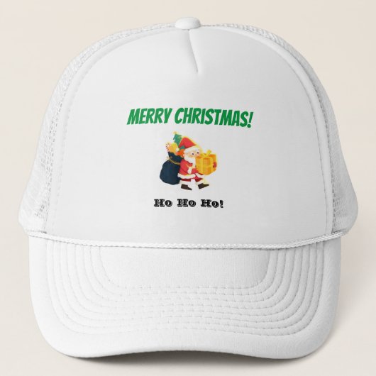 Casquette Blanc et Blanc Joyeux Noël Magic-Cap Top (Devant)