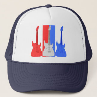 Casquette blanc et bleu rouge de guitares