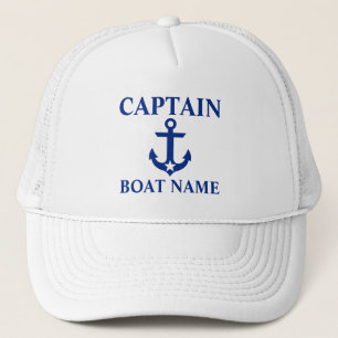 Casquette Blanc nautique de capitaine Boat Name Anchor Star