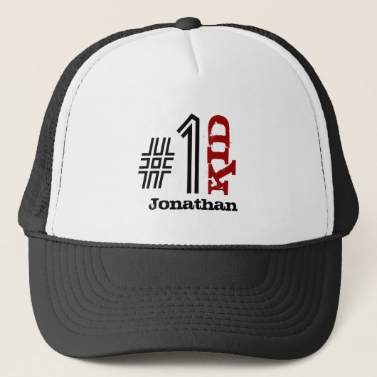 Casquette Blanc noir rouge nommé fait sur commande V03 (Devant)