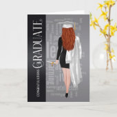 Casquette blanche et carte féminine de diplômée (Fleur jaune)