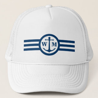 Casquette bleu de logo de monogramme d'Ancre