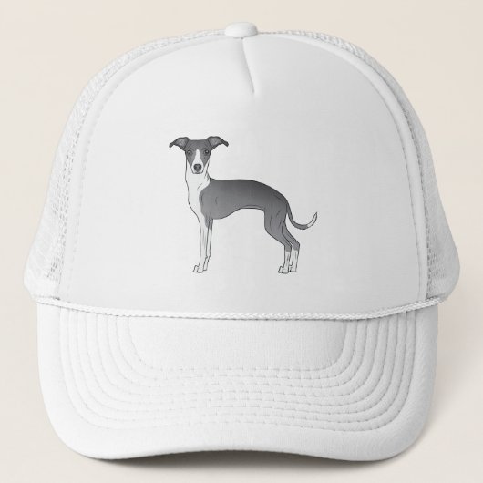 Casquette Bleu Et Blanc Italien Greyhound Cute Dessin Chien (Devant)