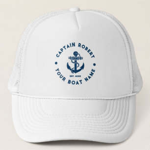 Casquette Bleu marine et blanc Ancre de bateau nautique vint