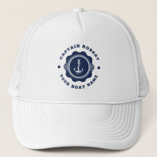 Casquette Bleu marine et roue de bateau et ancre nautiques b