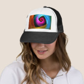 Casquette Bleu orange rose moderne Art Abstrait Motif #24 (En situation)