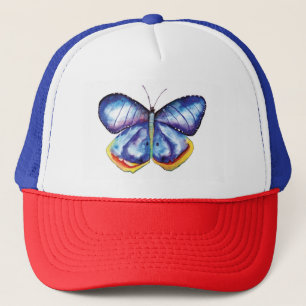 Casquette Bleu Papillon Art Peinture Chapeau Trucker