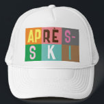 Casquette Blocs de couleur après ski<br><div class="desc">Design moderne sur le thème du ski après-ski, en blocs colorés et en lettres colorées. Ouverture de ski alpin, station de ski, conception de la maison de ski. Magnifique cadeau de sport d'hiver pour un skieur dans votre cercle d'amis, collègues ou famille. Design d'oeuvres d'art pour skieurs rétros. Skieurs ski...</div>