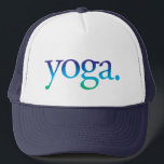 Casquette Blue and Green Beach Yoga Tropical California Casq<br><div class="desc">Parfait casquette pour les adeptes du yoga ! Dit "yoga." dans un ombre bleu et vert.</div>