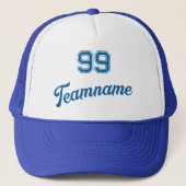 Casquette Blue Baseball Custom Player Numéro et nom de l'équ (Devant)