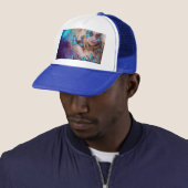 CASQUETTE BLUE BUTTERFLY WITH GREEN GOLD SPARKLES (En situation)