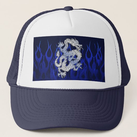 Casquette Blue Chrome comme Dragon Carbon Fiber Style (Devant)