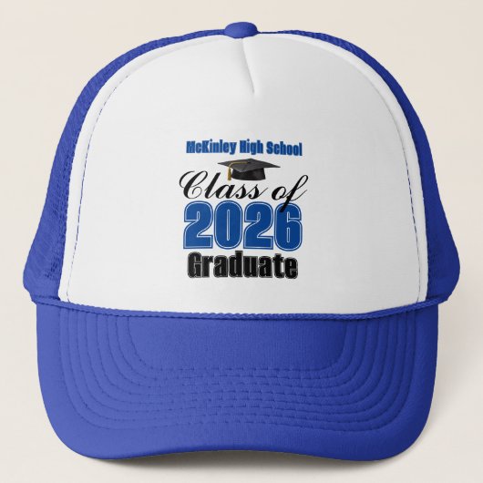 Casquette Blue Class of 2026 Graduation Custom (Devant)