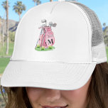 Casquette Blush Pink Golf Initial Monogram<br><div class="desc">This all white hat features a stylish blush pink watercolor golf bag filled with clubs, sitting on a patch of green grass. The design includes a simple serif initial monogram placed right on the bag, making it feel like a natural part of the artwork. The letter is shown in a...</div>
