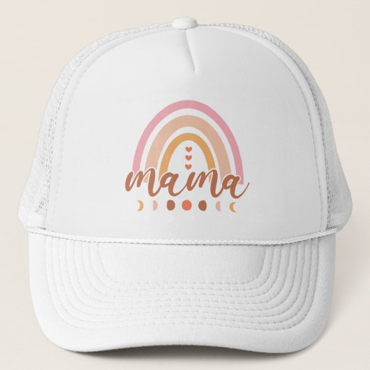 Casquette Boho Rainbow Mama avec phases de lune (Devant)