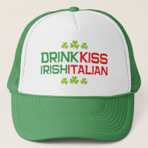 Casquette Boire Irish Kiss Italian avec des Trèfles St Patri