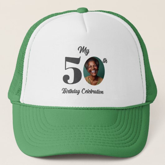 Casquette Bold 50th Birthday Photo  (Devant)