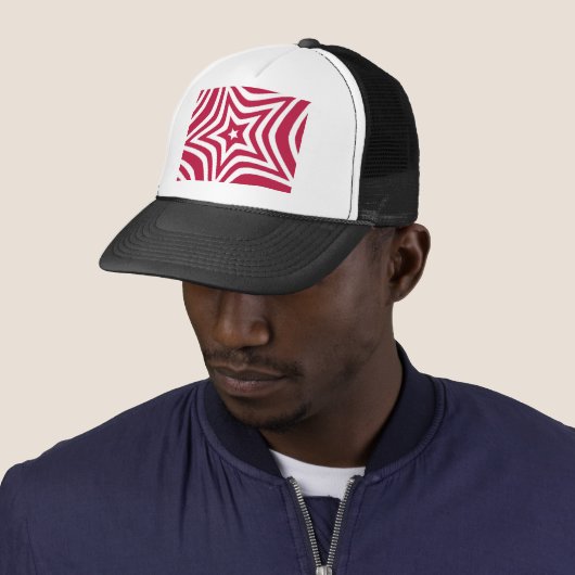 Casquette Bold & Bright Red & White Star dans un Motif vecto (En situation)