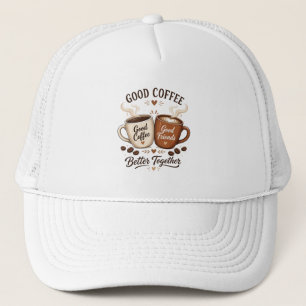 Casquette Bon café, bons amis avec deux tasses à café