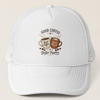 Casquette Bon café, bons amis avec deux tasses à café