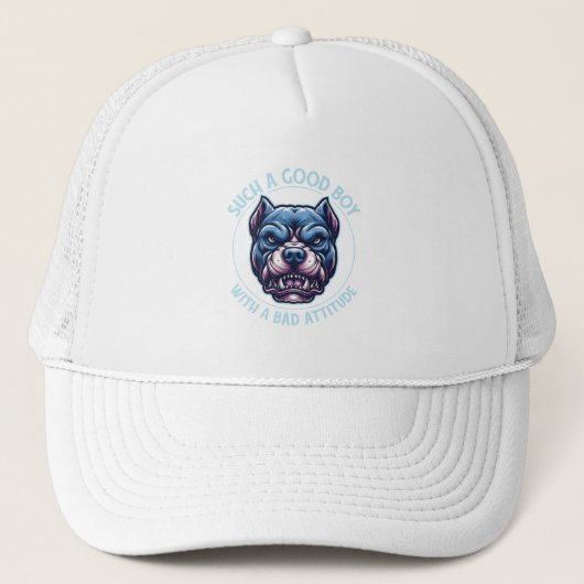 Casquette Bon Garçon Avec Mauvaise Attitude Pitbull Chien (Devant)
