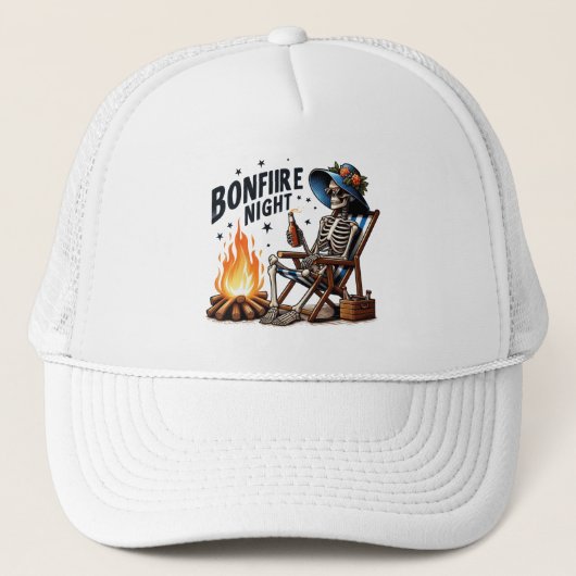 Casquette Bonfire Night - Skeleton boit par le feu (Devant)