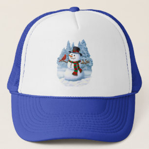 Casquette Bonhomme de neige joyeux de Noël & Oiseaux Scène h