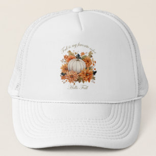 Casquette Bonjour automne aquarelle fleur sauvage feuille au