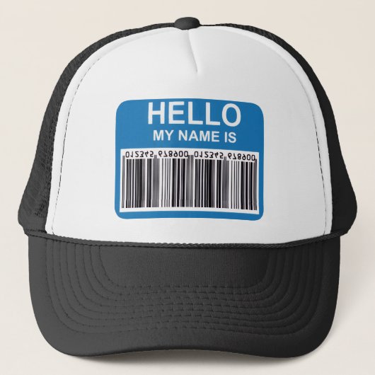 CASQUETTE BONJOUR MON NOM EST (CODE-BARRES) (Devant)