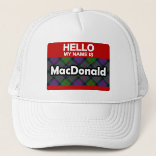 Casquette Bonjour Mon nom est MacDonald Scottish Clan Tartan