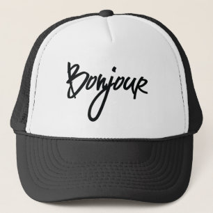 Casquette Bonjour Script (Noir) pour les amoureux de la Fran