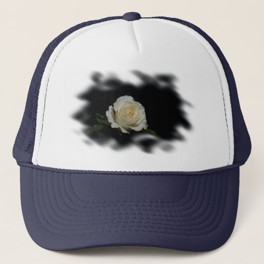 Casquette Bords brûlés à la rose blanche (Devant)