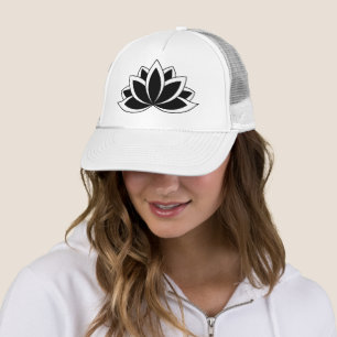 Casquette Bouddhiste noir original, symbole de Lotus flower
