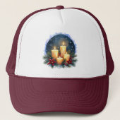 Casquette Bougie de Noël avec Poinsettias (Devant)